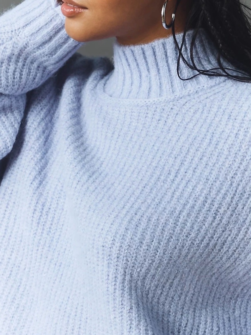 Anthropologie Pilcro The Dawn Mock Neck Chunky Knit Sweater Lilac 1X New - Picture 3 of 6